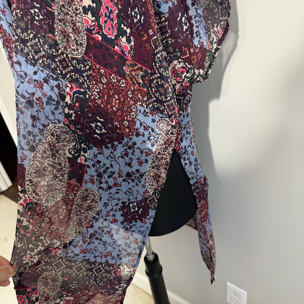 Maurices Floral Paisley Kimono Cardigan Sheer Boho Duster L/XL - Picture 3 of 11